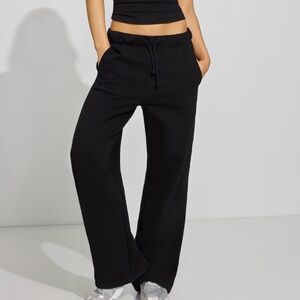 Garage Black Wide Leg Drawstring Sweatpants